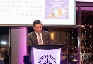 Michael Wong, Director, Business Banking at Coast Capital Savings, spoke a few words at the 2023 Dhahan Youth Award presentation. Michael Wong Director, Business Banking at Coast Capital Savings giving speech at 2023 Dhahan Youth Award presentation