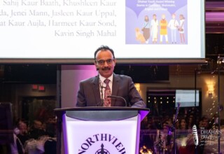 Raj Puri, District Principal Settlement Services at Surrey Schools, said a few words before the announcing of the 2023 Dhahan Youth Award winners Raj Puri, District Principal Settlement Services at Surrey Schools, said a few words before the announcing of the 2023 Dhahan Youth Award winners