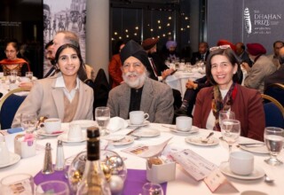 Left to right: Amrit Kullar, Kanwal Singh Neel and Melek Ortabasi. SFU professors at 2023 Dhahan Prize Ceremonies