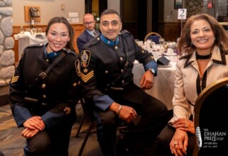 S/Sgt. Jag Khosa, Sgt. Martens (Surrey Police Service) & Anita Huberman (CEO, Surrey Board of Trade) at 2023 Dhahan Prize Ceremonies S/Sgt. Jag Khosa, Sgt. Martens (Surrey Police Service) & Anita Huberman (CEO, Surrey Board of Trade) at 2023 Dhahan Prize Ceremonies