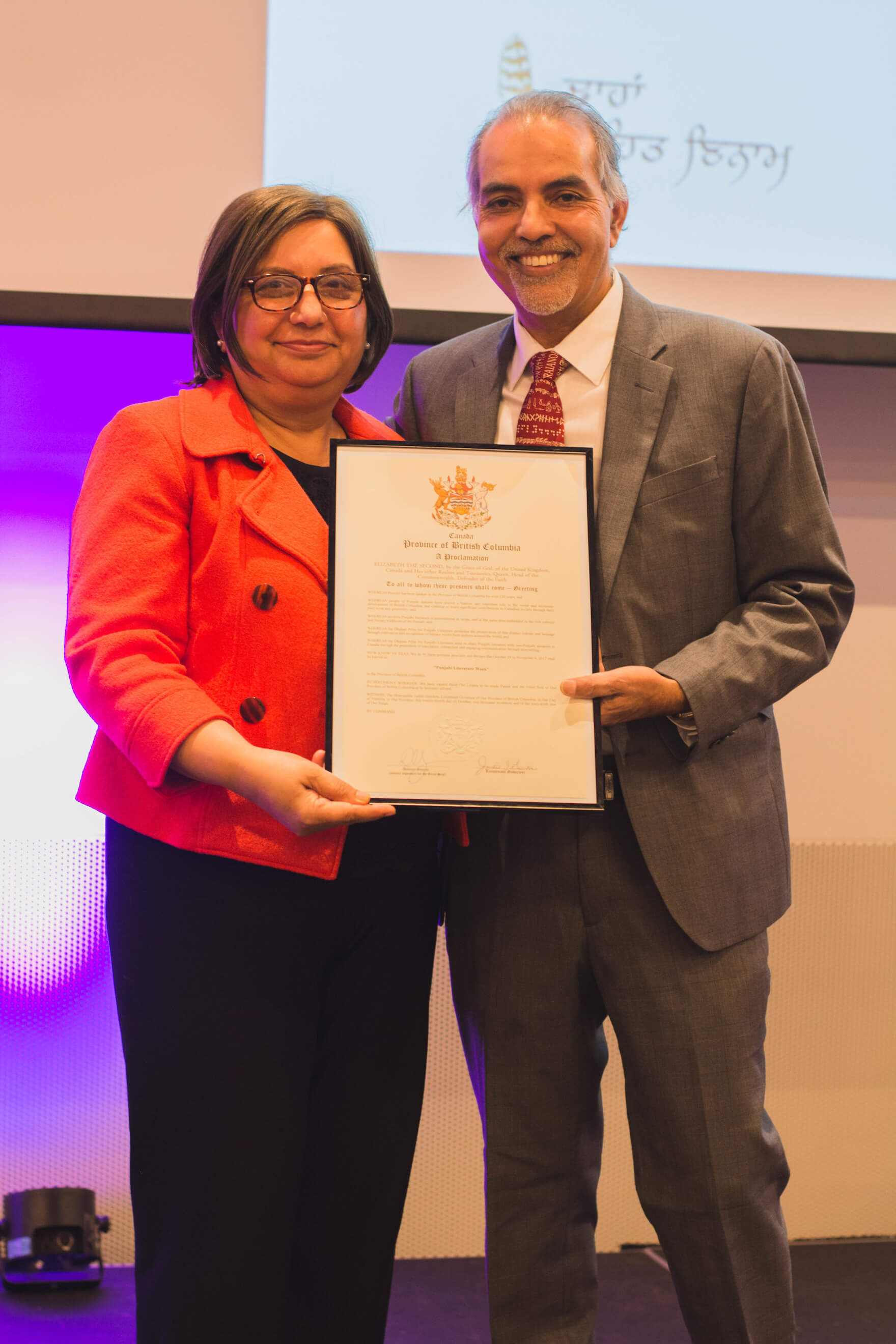 Proclamations for the 2017 Punjabi Literature Week awarded by British Columbia Provincial & City of Vancouver Governments